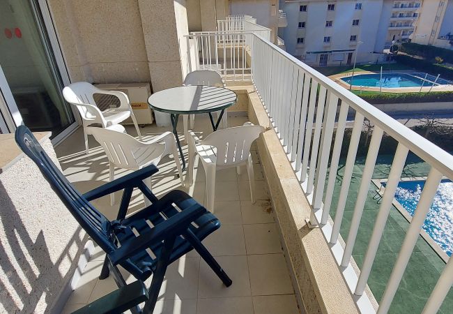 Apartament en Estartit - Blaumar  A33 vista a la piscina Apartament en Estartit - Blaumar  A33 vista a la piscina