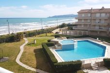 View to the beach L’Estartit and the pool